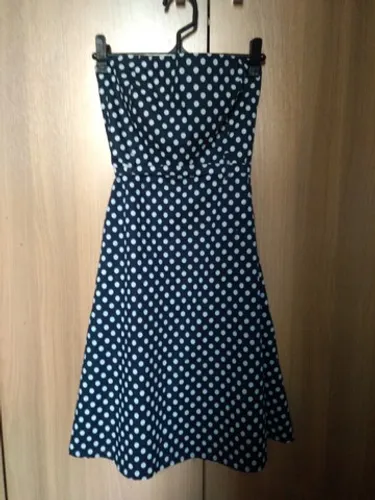 Vestido tqc azul marinho bolinhas