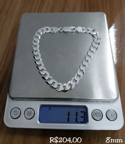 PULSEIRA DE 8MM ESCAMA DE PEIXE (PRATA ITALIANA)