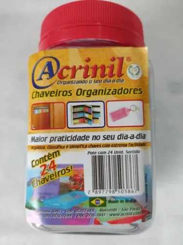 Organizador de Chaves com 24 chaveiros Acrinil Coloridas