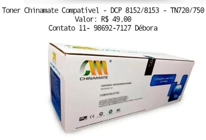 TN720/750 - Toner Compatível Brother - Chinamate - Impressora DCP 8152DN/DCP8157DN - 8K