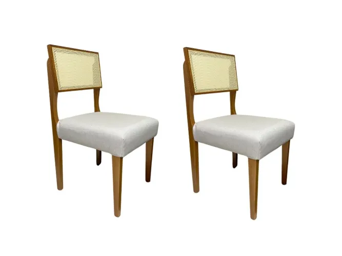 Cadeiras de Jantar Madeira Maciça Tecido Linho l65