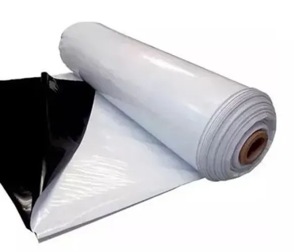 LONA PLASTICA PRETA/BRANCA PARA TANQUE PEIXE COM 200 MICRAS