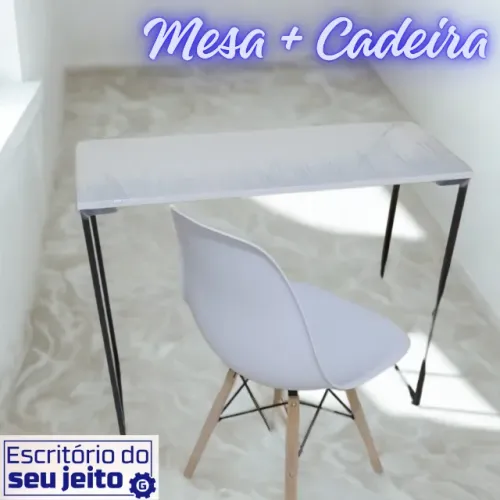 Escrivaninha + cadeira KIT NOVO Mesa Estilo Industrial Multiuso para Escritório Notebook