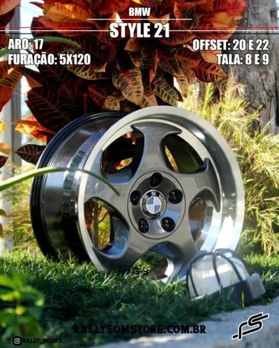 Jogo de Roda Bmw Style 23 Grafite Borda Diamantada 5x120 - 17x8 e 17x9 Offset 20 e 22 (Nv)