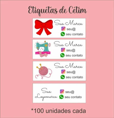 Etiquetas de Cetim Personalizadas - 100 unidades