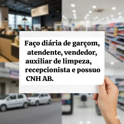 Faço Diária: Eventos, Buffet, Vendedor, Estoquista, Garçom e Mais - Rápido e Profissional!