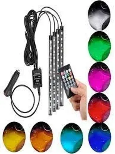 Kit Iluminação Interior Carro Luz Led Rgb C/controle 12v