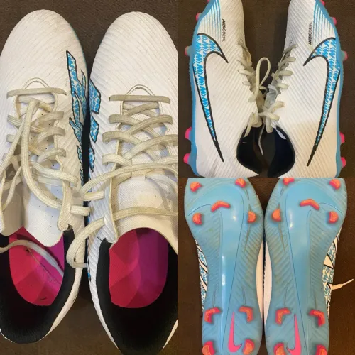 Chuteiras Nike Mercurial Brancas e Azuis
