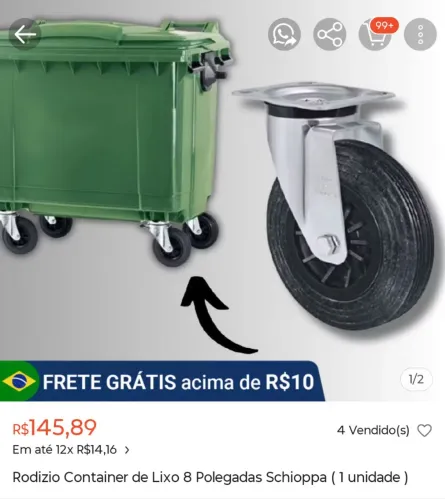 Rodízio 8pol container lixo Schioppa