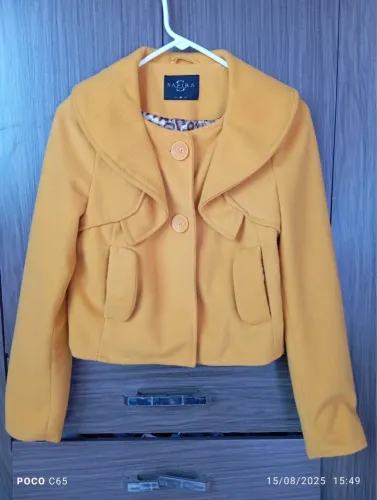 Casaco lã batida Feminino Amarela - Safira