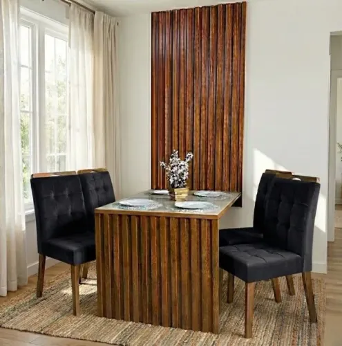 Conjunto de Jantar Cancun 120 com 4 Cadeiras Veludo Preto