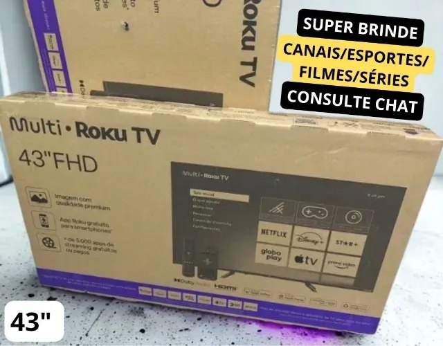 1 ANO GARANTIA Smart TV Multi Roku 43" DLED FHD Wi-fi 3 HDMI Alexa TL056M