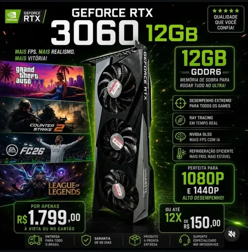 Placa de vídeo gtforce 3060