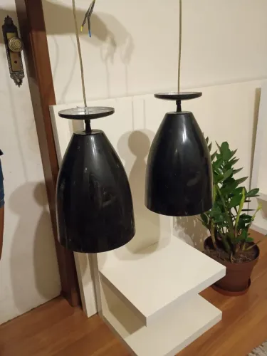 Par De Luminárias Pendentes Pretas Para Bancada / Cozinha Americana