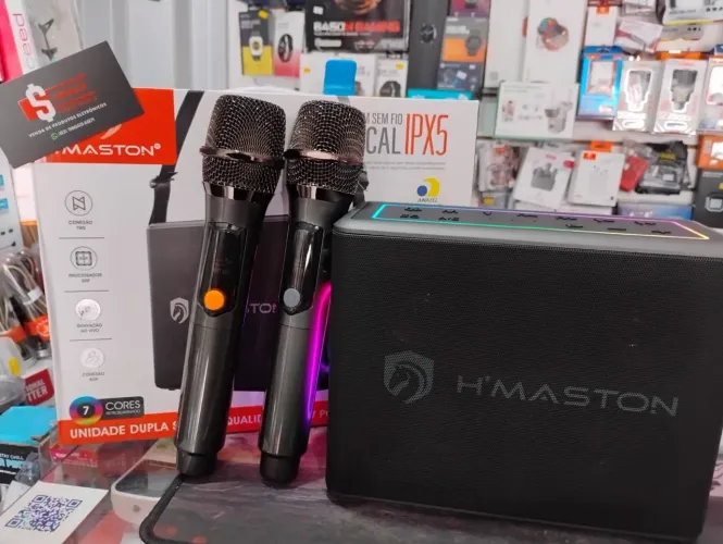 Caixa de Som Bluetooth + 2 microfones - Store World