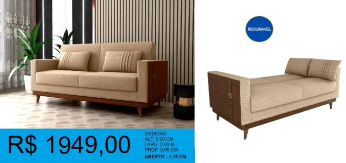 Sofá cama - linho - compre hoje e receba em até 72 horas