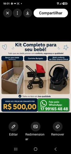 Berço e carrinho e bebê conforto