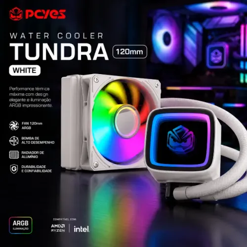 WATER COOLER PCYES TUNDRA WHITE GHOST ARGB 120MM - WCTWG120