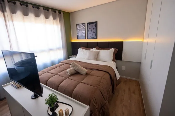 Apartamento à venda no condomínio Aurora, Parque Una, Pelotas - 27 m², aceita pet. Condomí