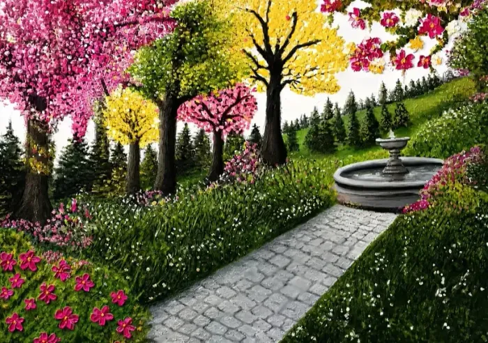 Quadro decorativo jardim inglês 