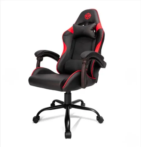 Cadeira Gamer Reclinável com Almofadas, em couro sintético, suporta até 120kg *Na caixa