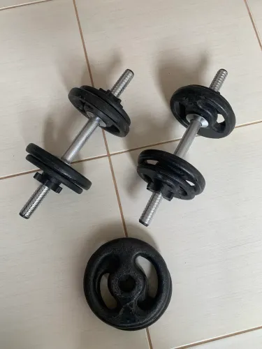 Kit 2 Halteres Reguláveis + Anilhas 1kg, 2kg e 3kg - Ferro