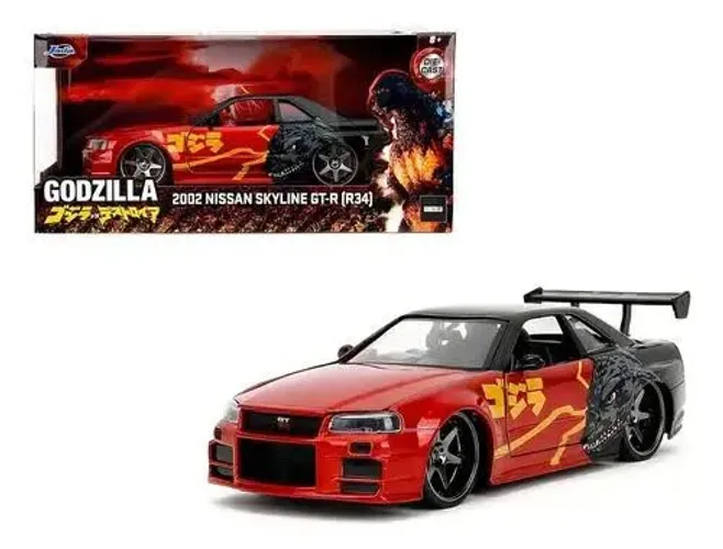 Miniatura 1/24 Nissan Skyline GT-R 34 Jada Toys Metal Godzilla 