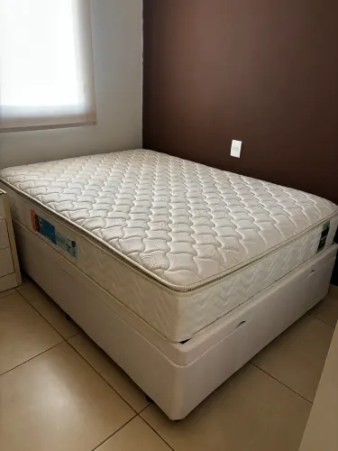 Cama Box Baú Casal + Colchão Americanflex Abrace