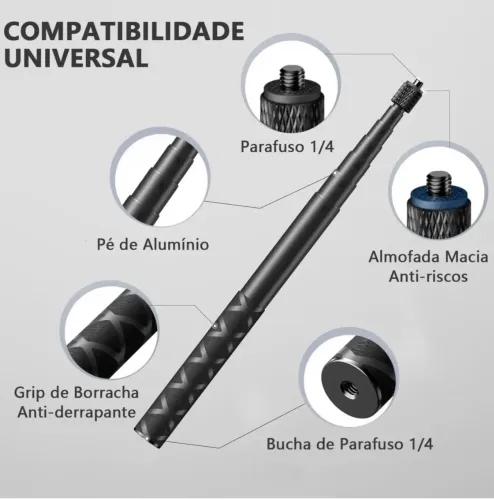 Selfie Stick Invisível 120cm