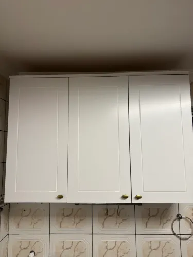 Armário Aéreo Cozinha SEMINOVO 3 Portas 120cm MDF Branco Henn Linha Americana