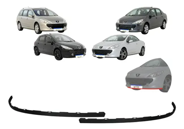 Saia Spoiler Bigode Inferior Peugeot 307 2007 A 2012 Novo Preto