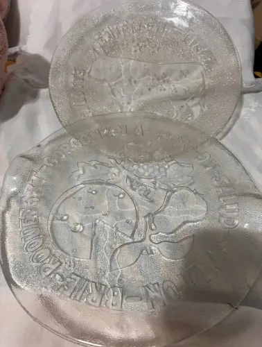 Conjunto Prato Fruta E Carne | Antiguidade Vidro Vidro Desenhado