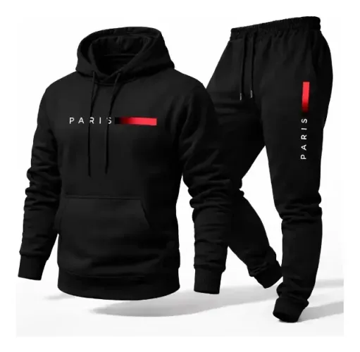 Conjunto Moletom Com Capuz E Calça Jogger Paris