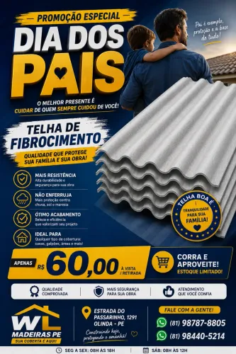 PROMOÇÃO DE TELHAS - ESPECIAL DIA DIS PAIS