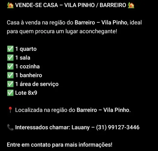 Vende-se casa aconchegante barreiro vila pinho