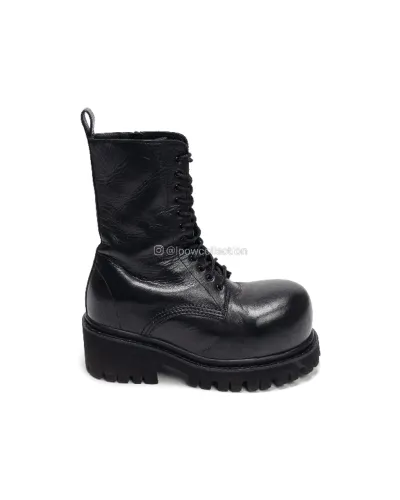 bota de couro balenciaga stomper bootie em preto