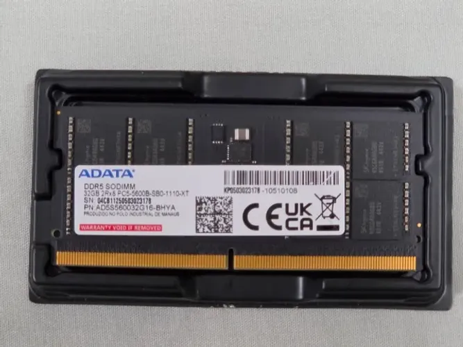 Memória Ram DDR5 32GB 5600MHZ ADATA / Hynix - Para Notebook - Excelente Estado - Pouco Uso