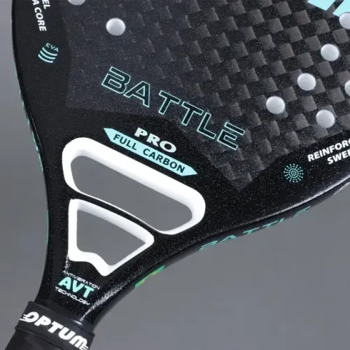 Raquete Beach Tennis Optum Battle Pro 12K Fibra Carbono Verde-água 50cm