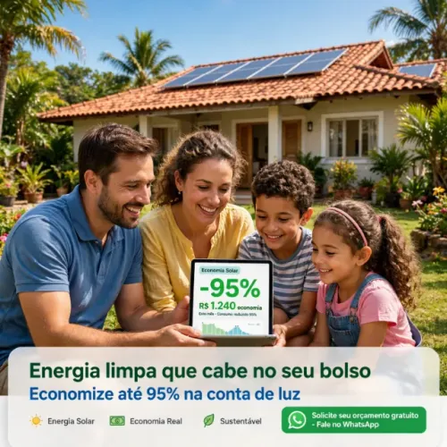 Reduza sua conta de energia em até 95% com energia solar