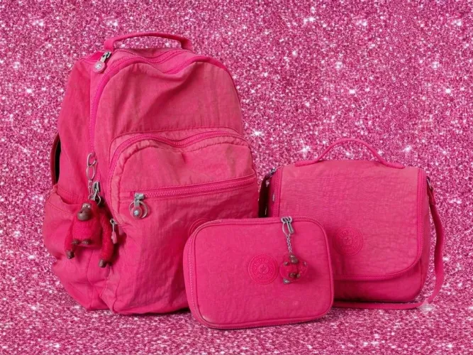 Kit Kipling original, lancheira estojo e mochila
