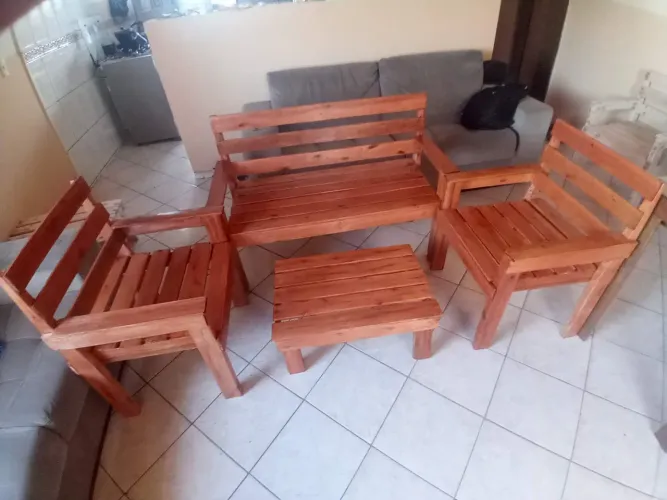 Conjunto de varanda rústico