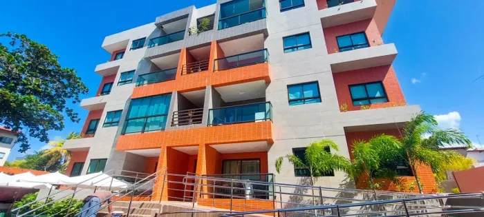 apartamento 2 quartos, varanda, centro de porto de galinhas, 1 vaga, 1 quadra das piscinas