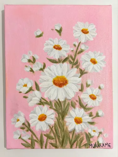 Pintura de flor em tinta acrílica 18x24 feito à mão