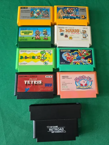 Lote de cartuchos Famicom + Adaptador 60 para 72 pinos