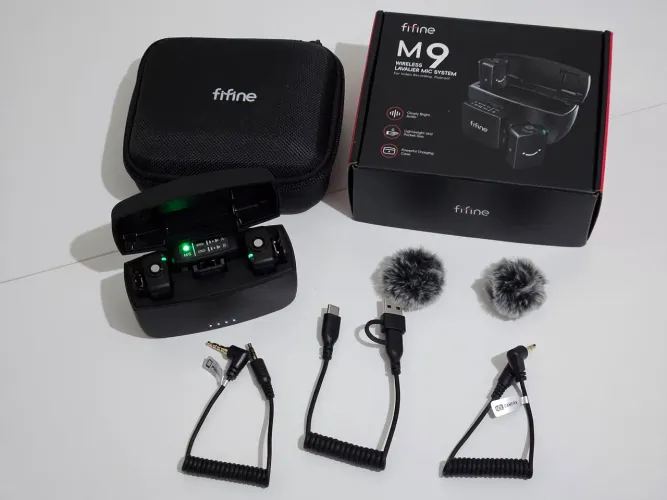FIFINE M9 - Microfone de Lapela Sem Fio Duplo