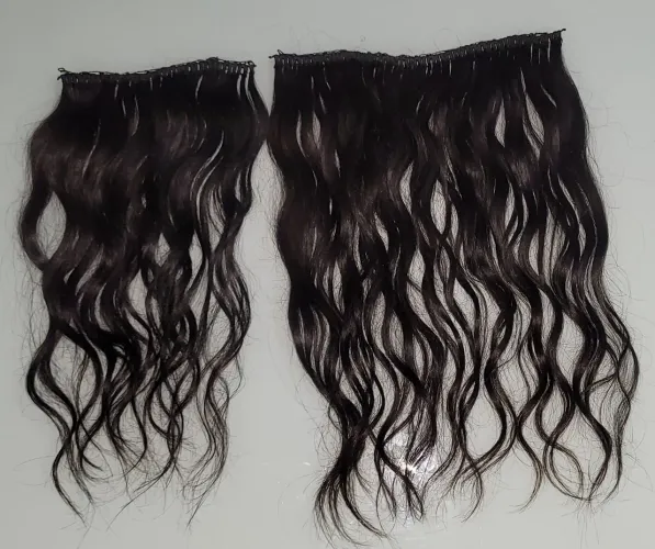 Mega Hair 100% Cabelo Humano Castanho Escuro 87g - Telas Prontas