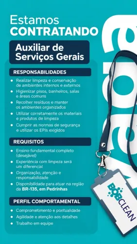 Vaga Auxiliar de Serviços Gerais