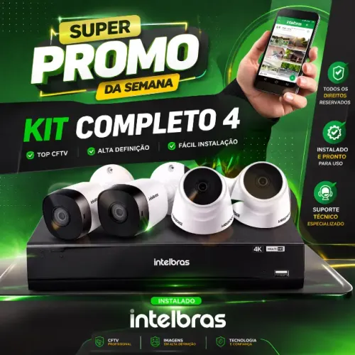 Conjunto instalado de câmeras intelbras