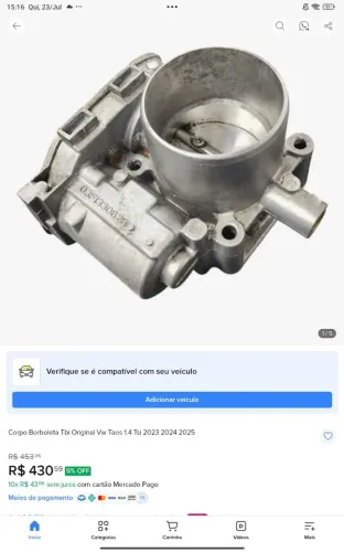 Corpo Borboleta Tbi Original Vw Jetta nivus Taos 1.4 Tsi 2023 2024 2025