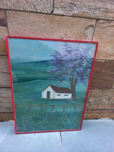 QUADRO ANTIGO MOLDURA COM VIDRO 40x55
